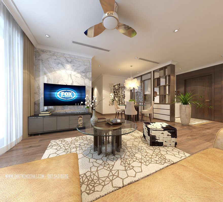 Thiết kế nội thất phòng khách chung cư Gardenia Mỹ Đình Nam Từ Liêm Hà Nội